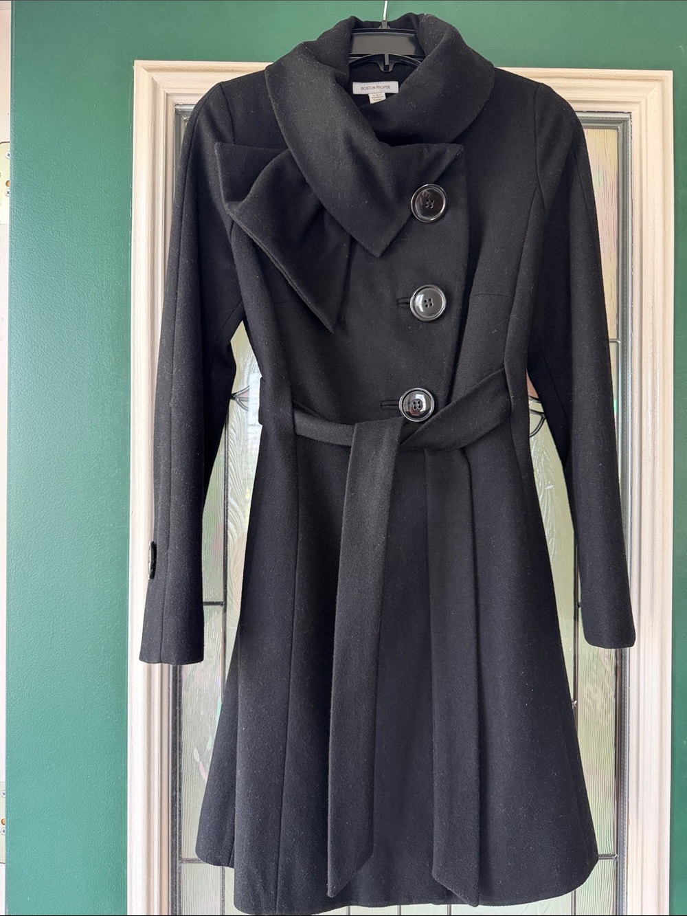 Boston Proper Elegant Black Trench Coat